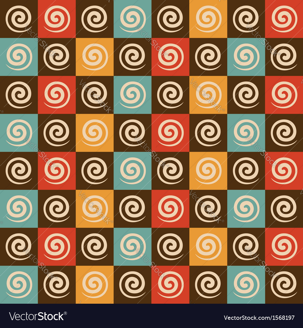 Retro spiral and square pattern background