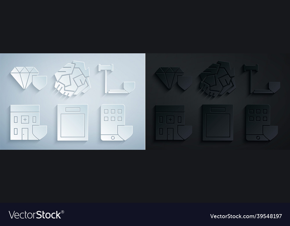 Set empty form judge gavel with shield medical vector image Set empty form judge gavel with shield medical