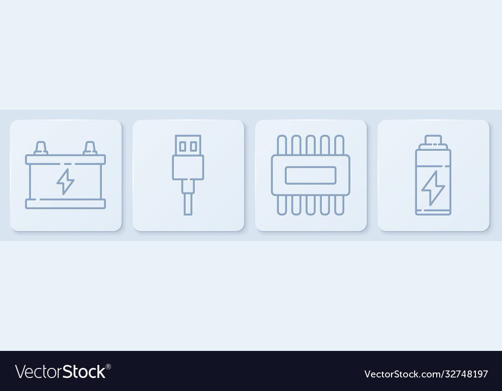 Set line car battery processor with microcircuits Vector Image Set line car battery processor with microcircuits