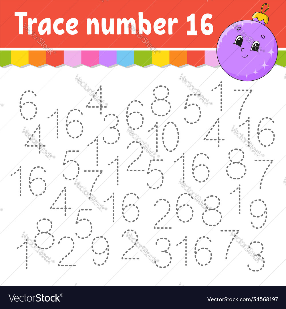 Trace number handwriting practice learning vector image Trace number handwriting practice learning