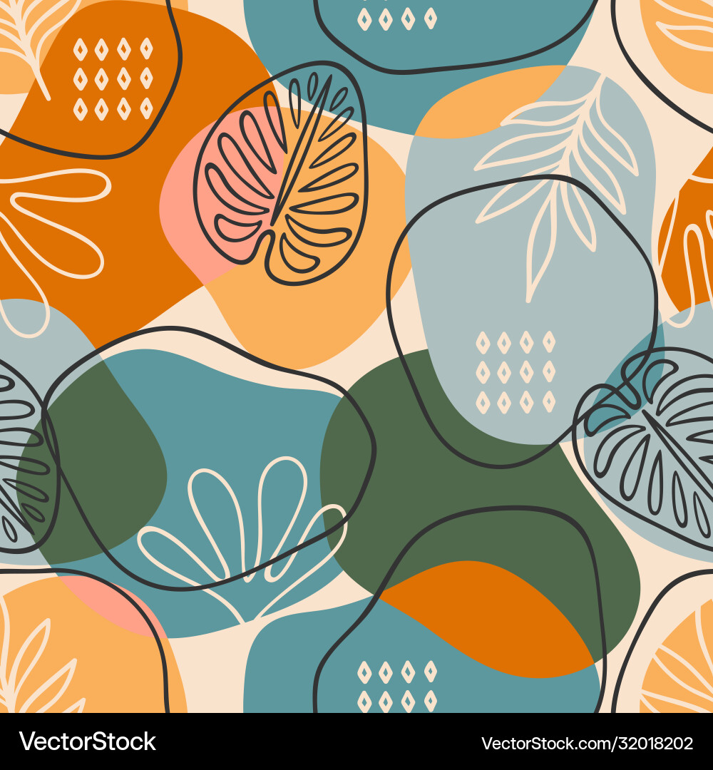 Artistic seamless pattern with abstract leaves Vector Image