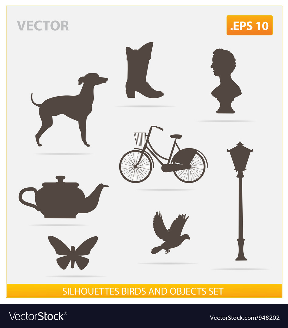 Birds and Objects Silhouette Set