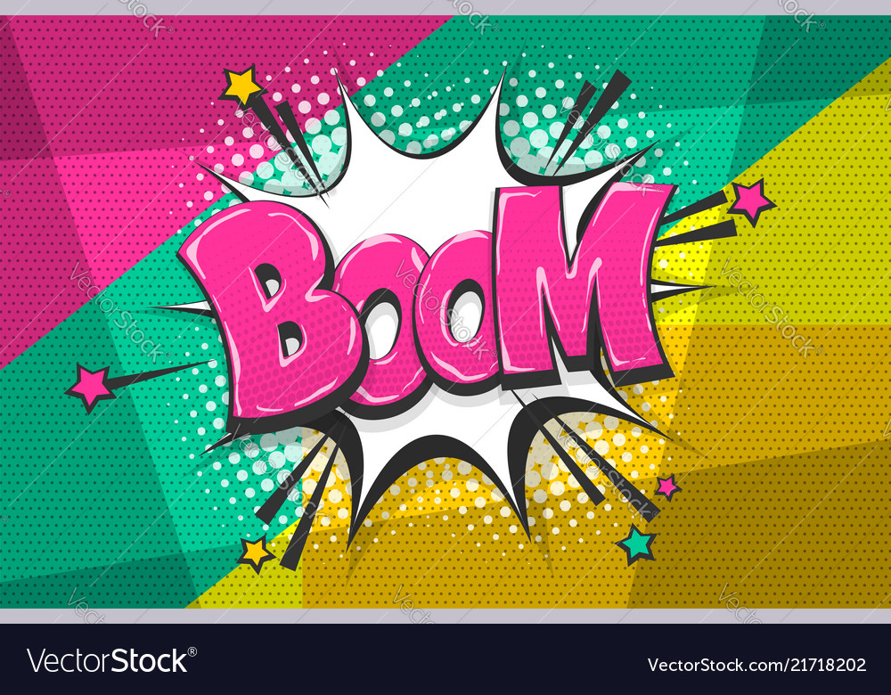 Boom pop art comic book text speech bubble