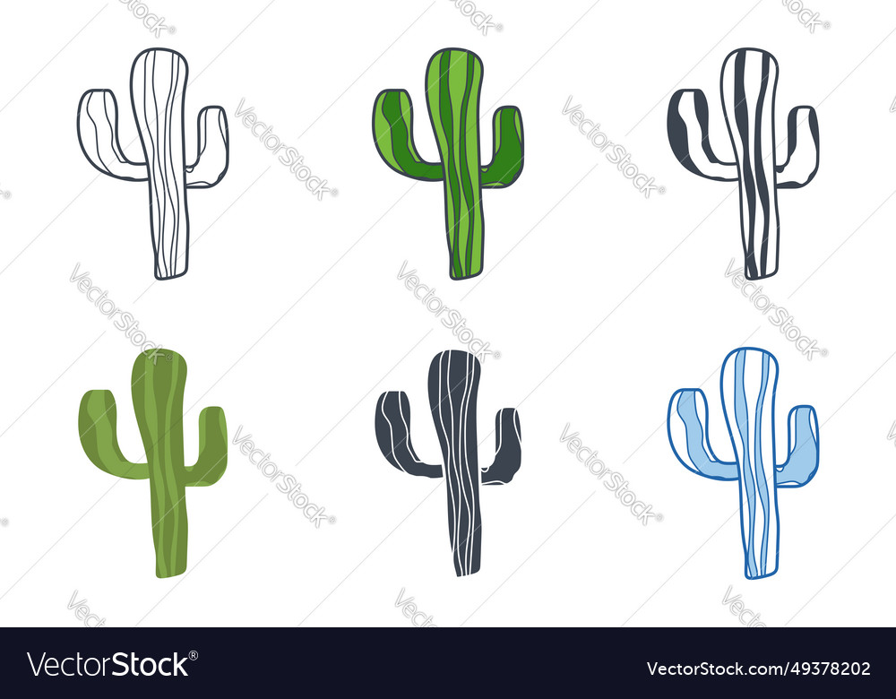Cactus icon collection with different styles