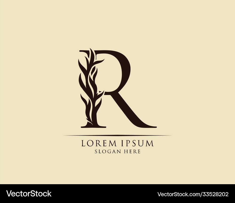 Calligraphy r letter graceful royal style Vector Image
