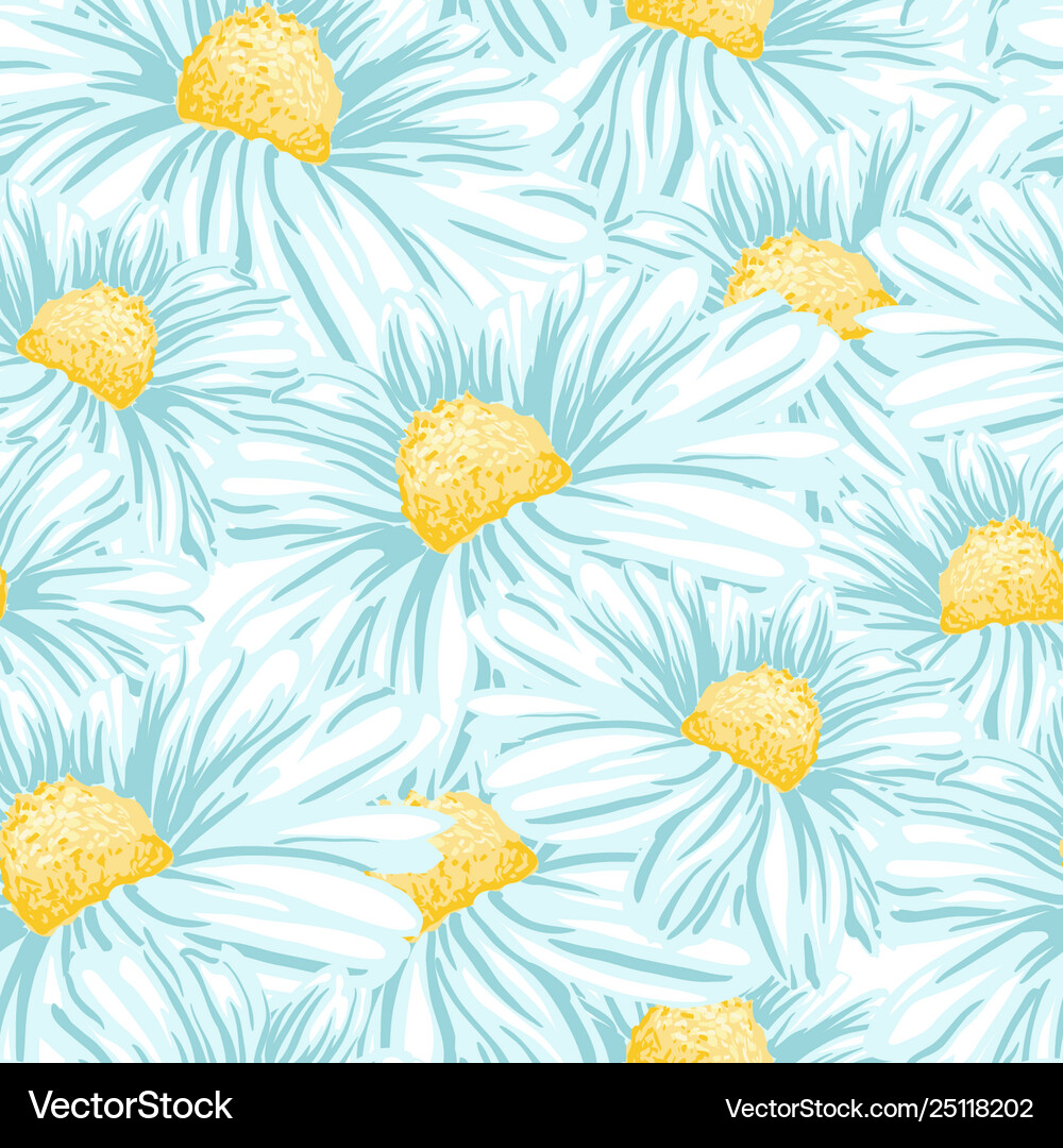 Chamomile or daisy seamless pattern Royalty Free Vector