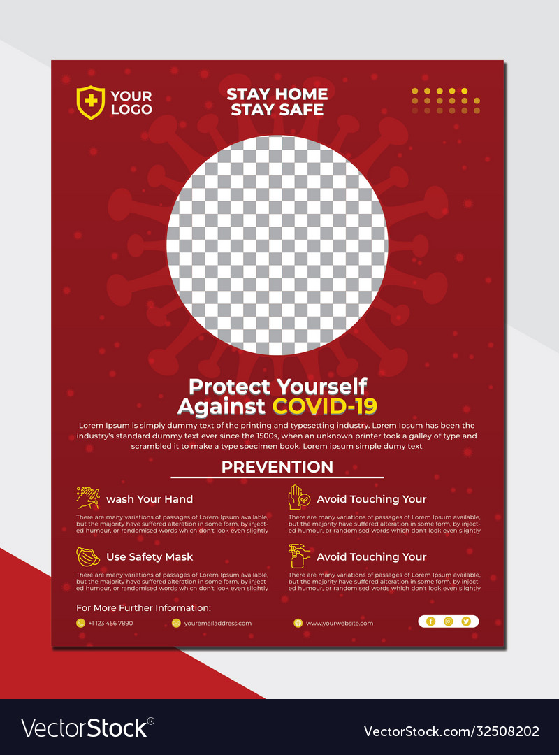 Covid-19 awareness flyer template Royalty Free Vector Image