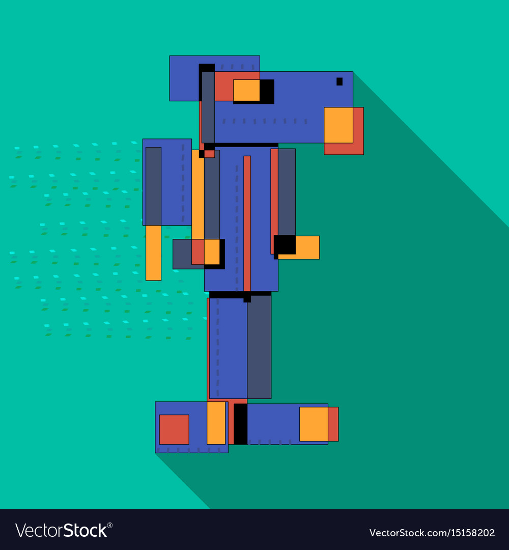 Flat abstract robot full color