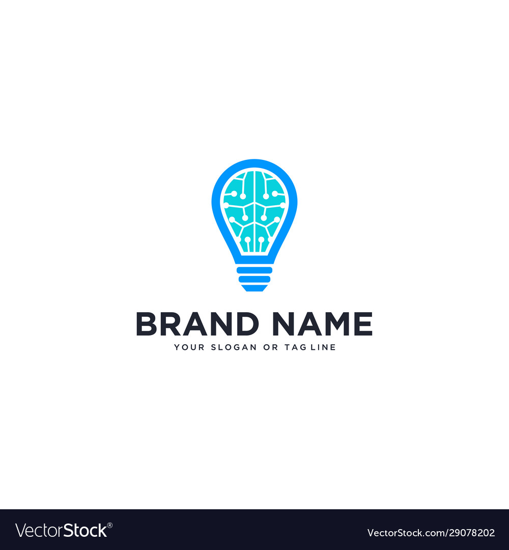 Logo design lights and brain Royalty Free Vector Image