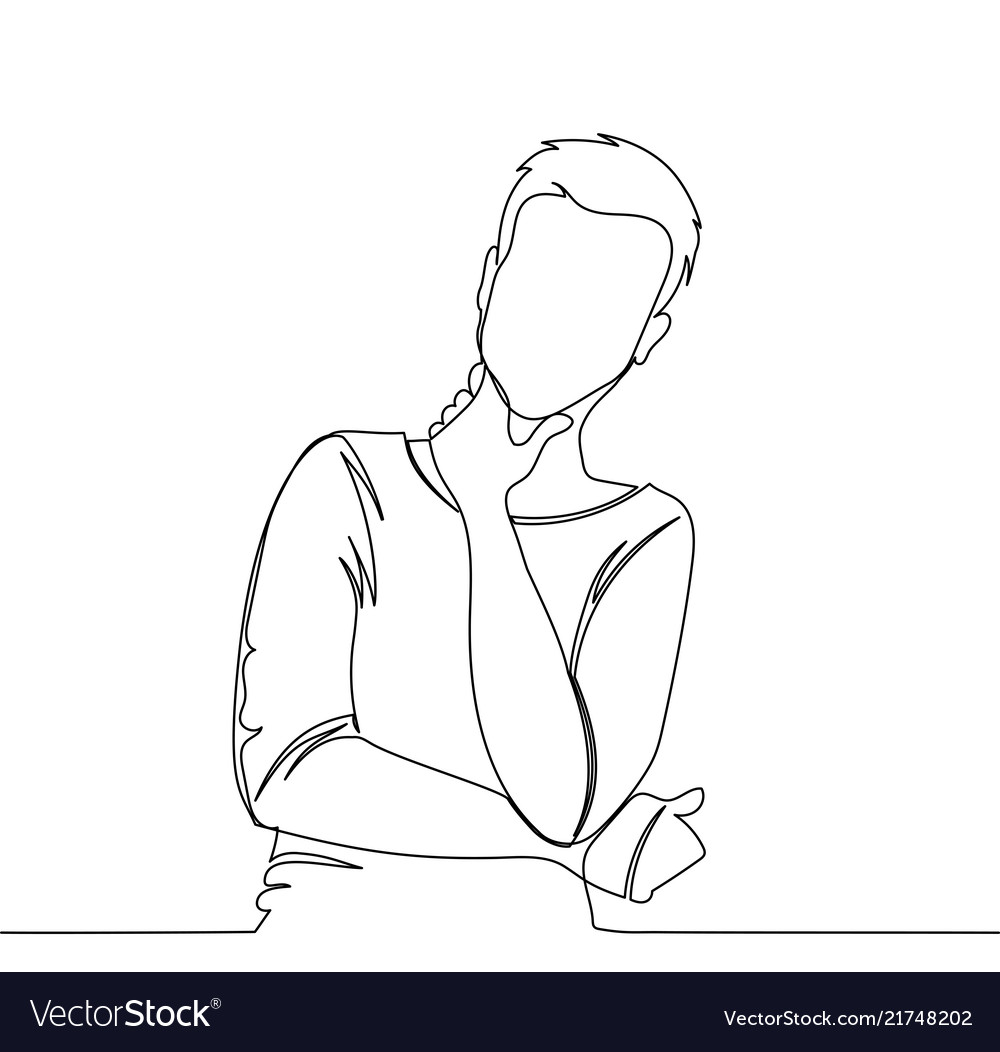 Man is thinking man continuous line drawing Vector Image