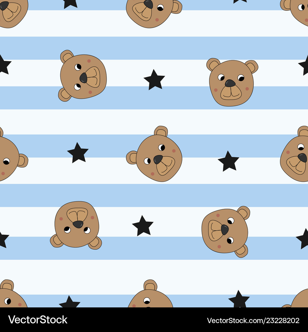 Seamless pattern with cute bears Royalty Free Vector Image
