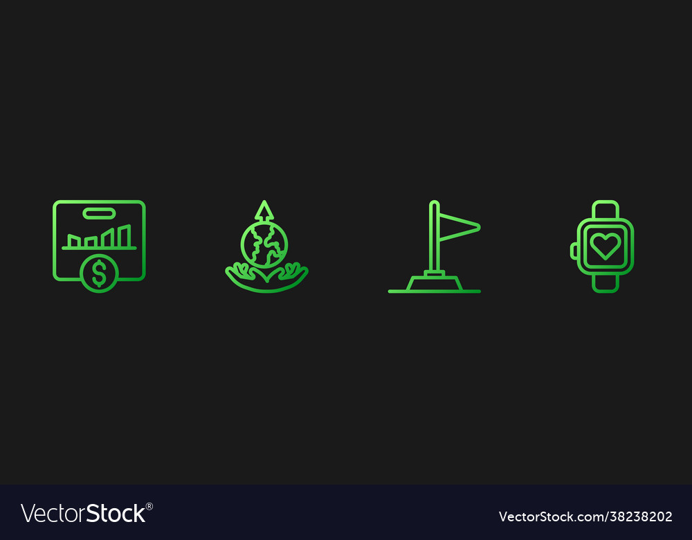 Set line flag key performance indicator world vector image Set line flag key performance indicator world
