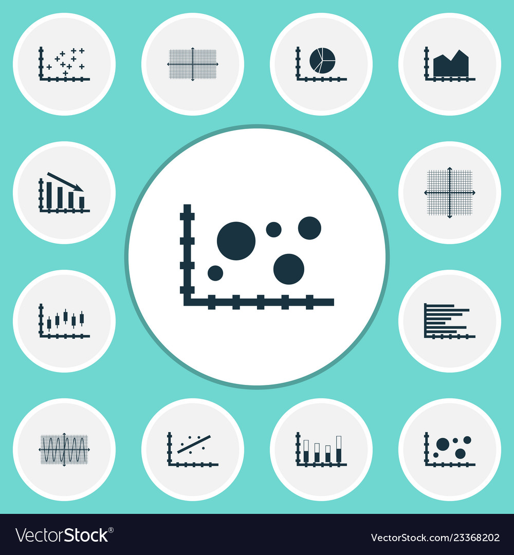 Set of graphs diagrams and statistics icons vector image Set of graphs diagrams and statistics icons