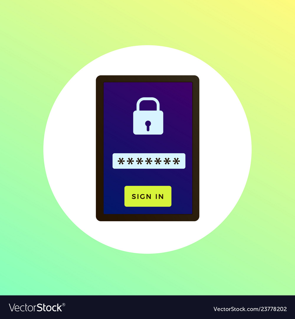 Tablet pc with password form notification icon