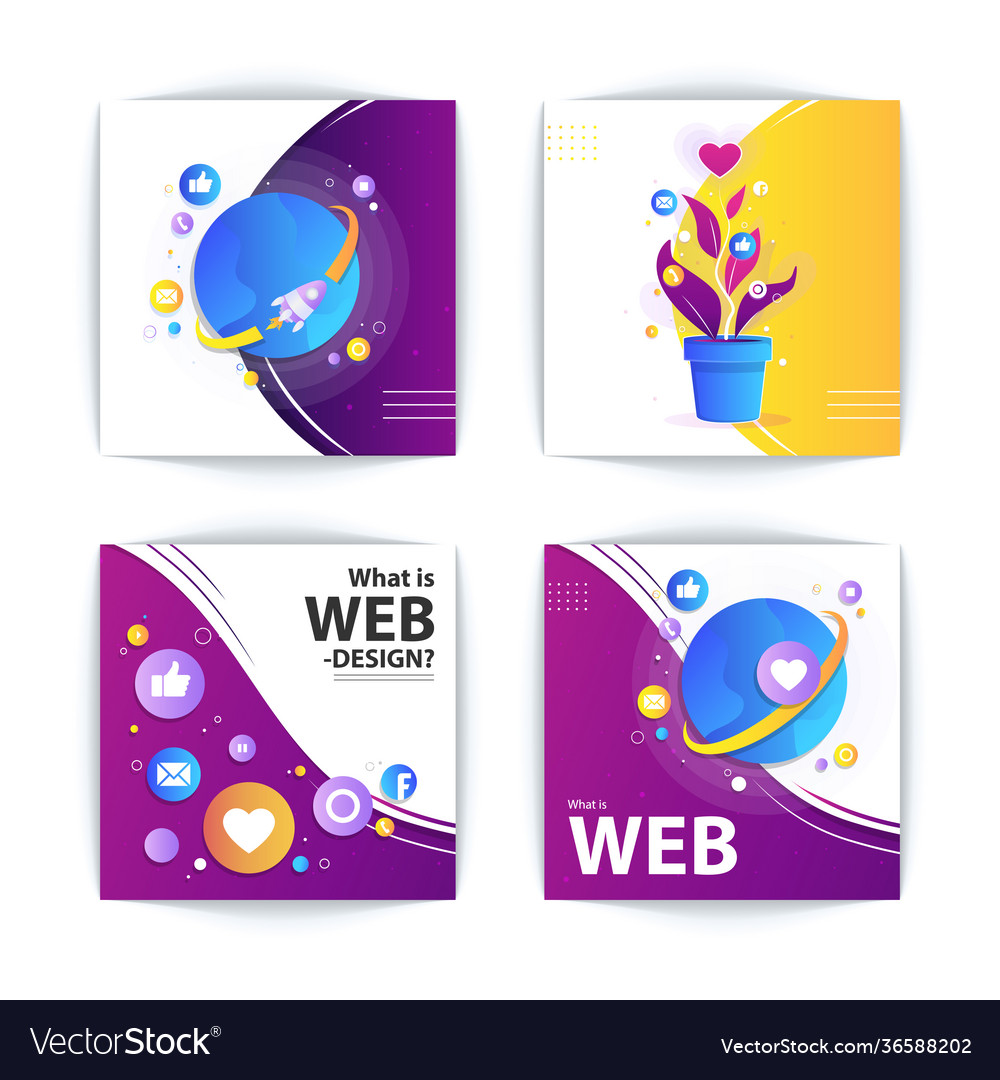 Template set web banner modern design gradient