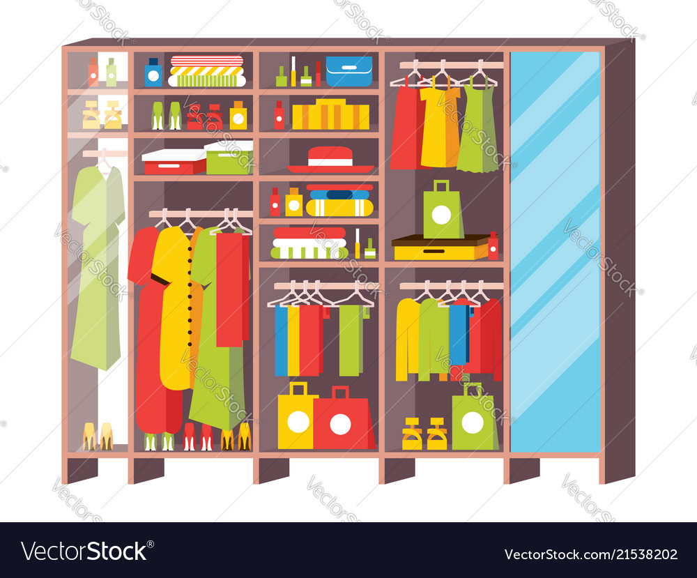 Wardrobe Closet With Drawers And Shelves From Vector Image