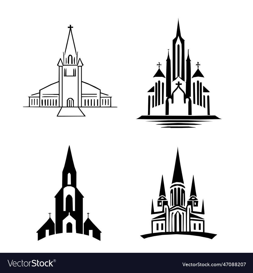 A set of icons logo the catholic church