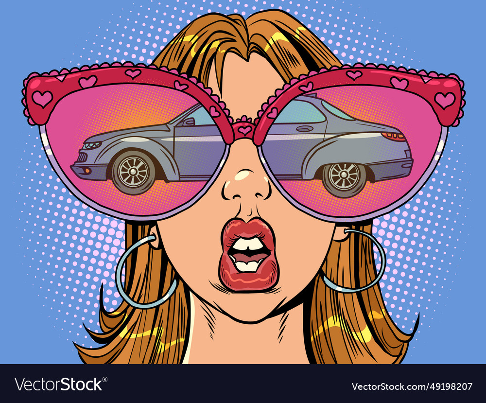 Ein verlockendes Angebot im Auto Händler riesige Gläser vector image Ein verlockendes Angebot im Auto Händler riesige Gläser