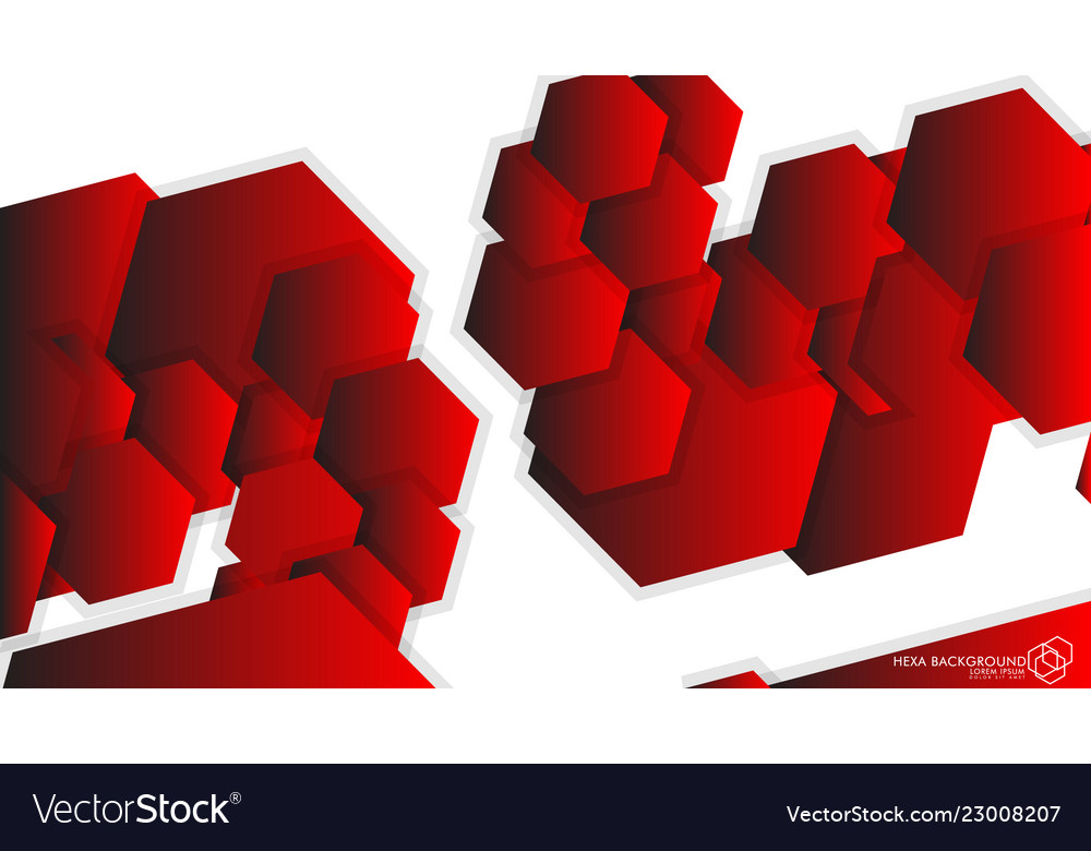 Abstract background hexagon red light and shadow vector image Abstract background hexagon red light and shadow