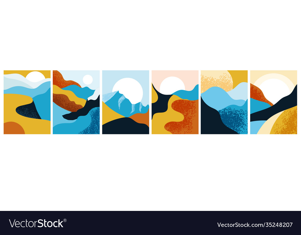 Abstract landscape poster collection Royalty Free Vector