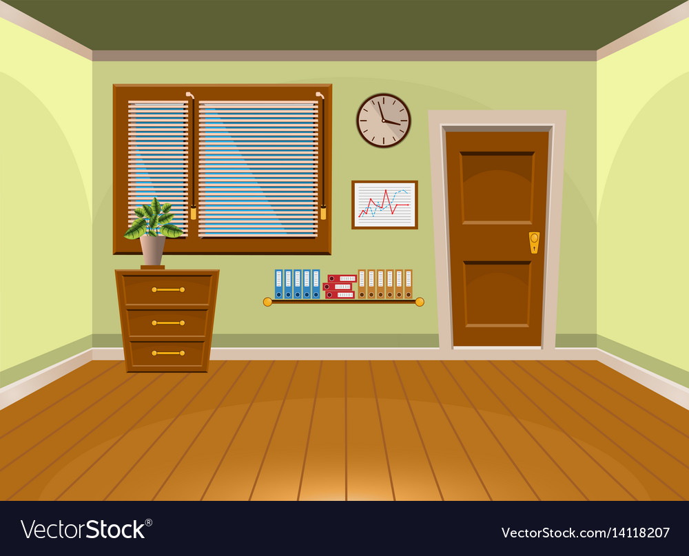 Cartoon flat interior office room in lime style