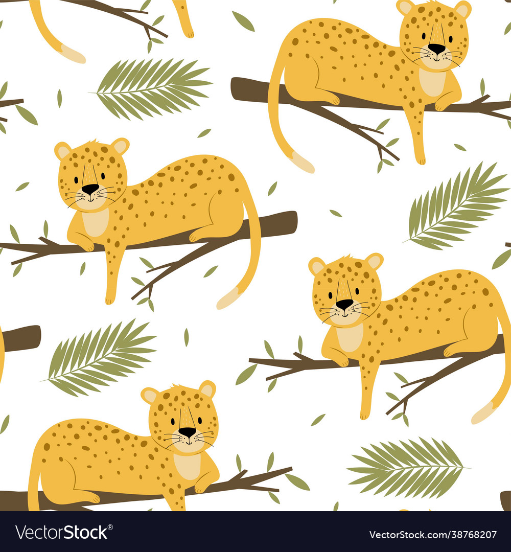 Cute leopard seamless pattern print design vector image Cute leopard seamless pattern print design