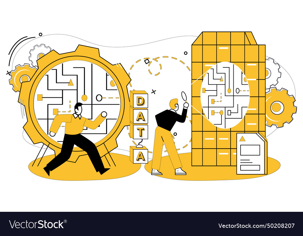 Data mining computing power becomes magic wand vector image Data mining computing power becomes magic wand