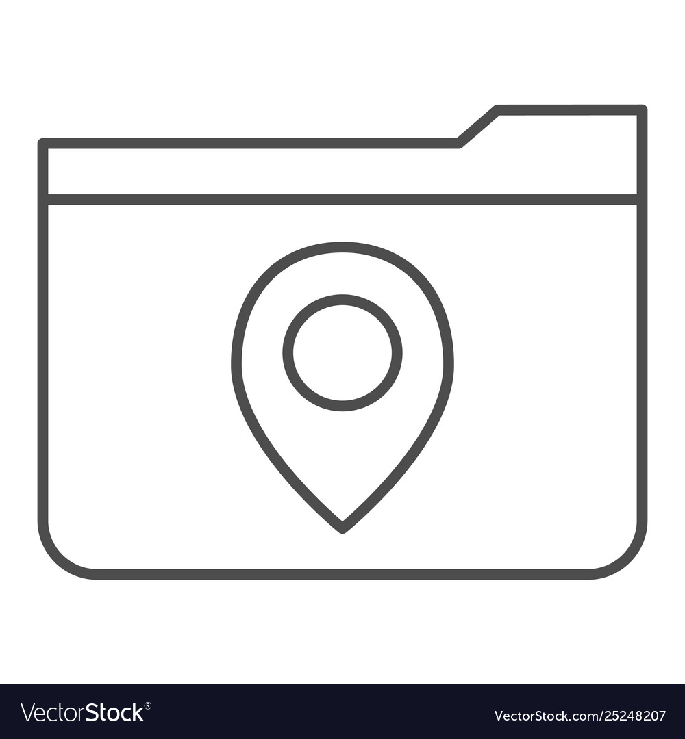 Folder with a map mark thin line icon
