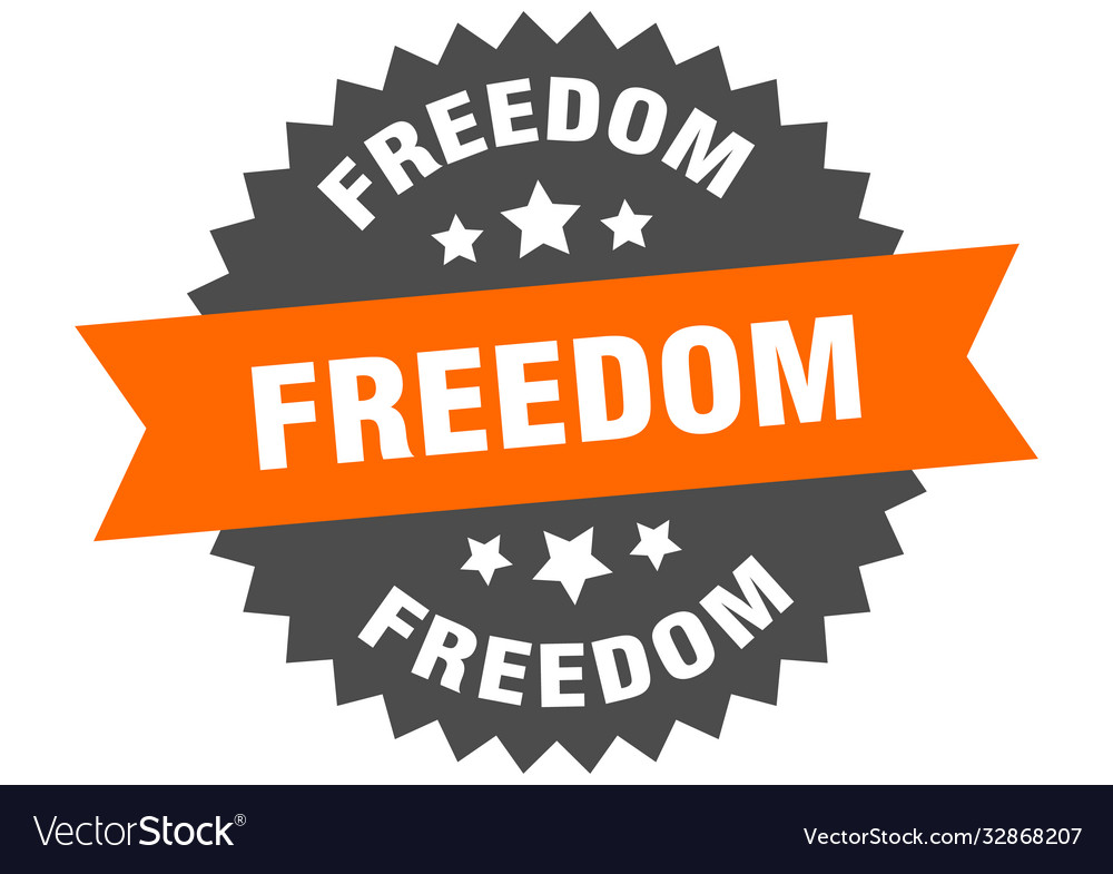 Freedom round isolated ribbon label sign