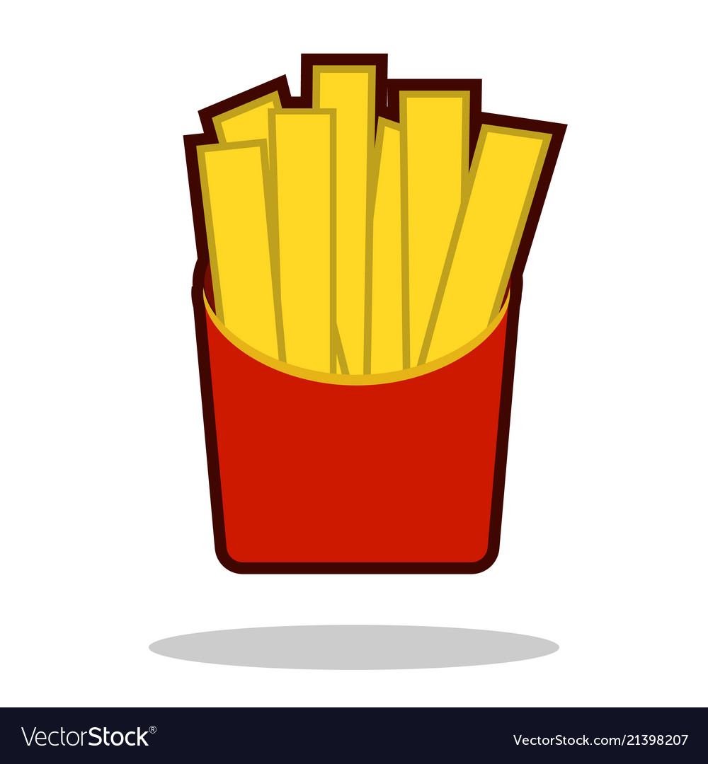 French fries in paper box isolated icon fast