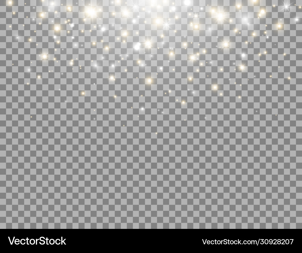 Glitter light magic particles gold and white Vector Image