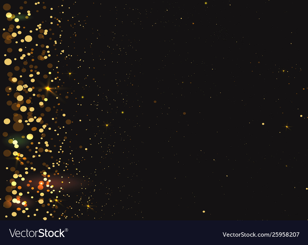 Golden dust curl with bokeh and twinkles glitter vector image Golden dust curl with bokeh and twinkles glitter