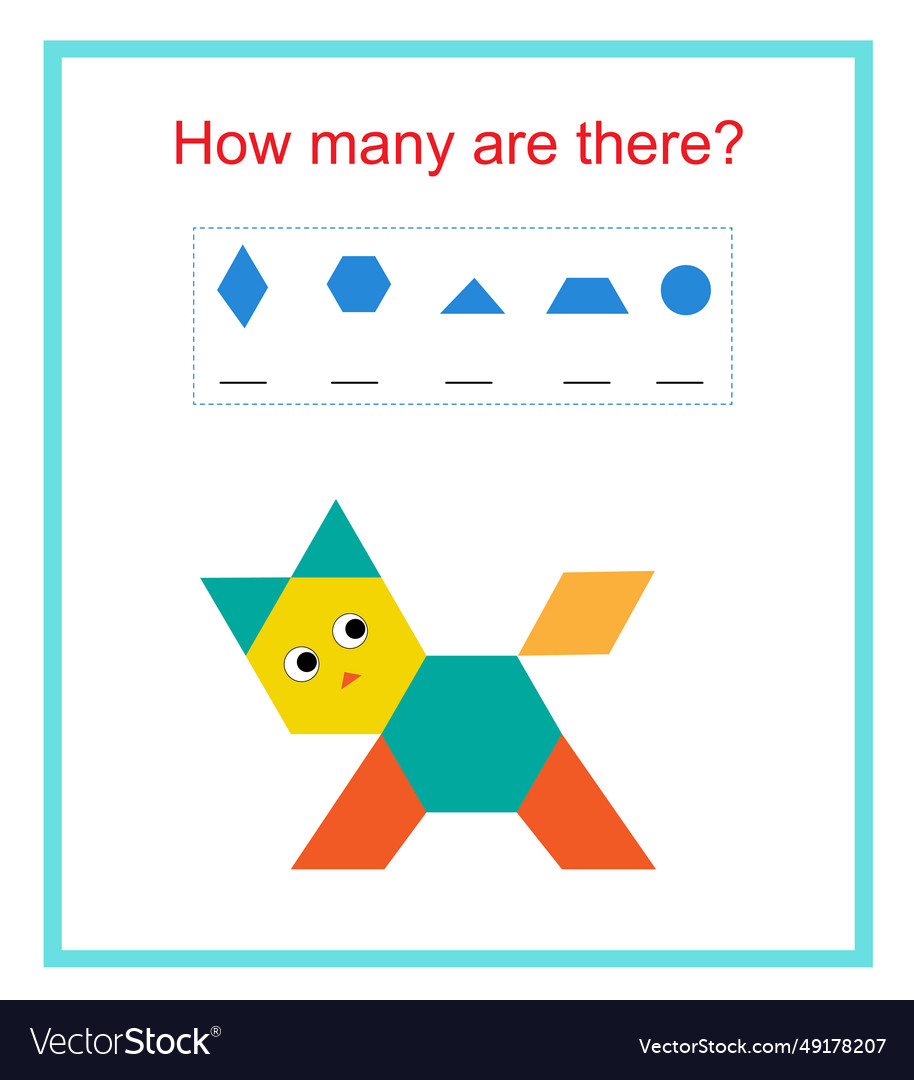 Math activity for children how many geometric Vector Image