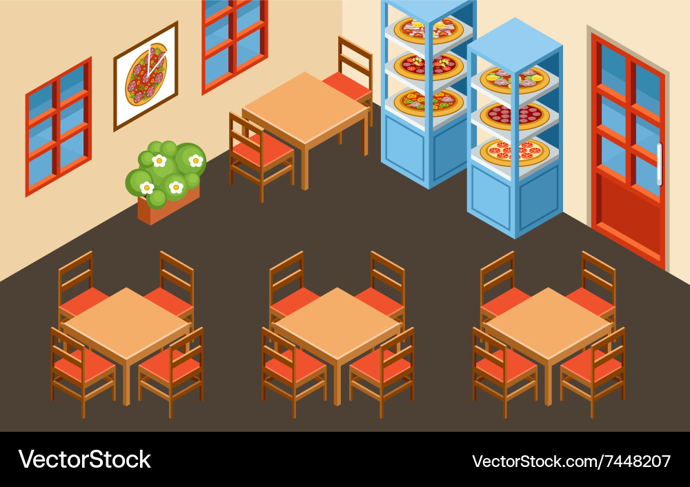 Pizzeria interior Royalty Free Vector Image - VectorStock