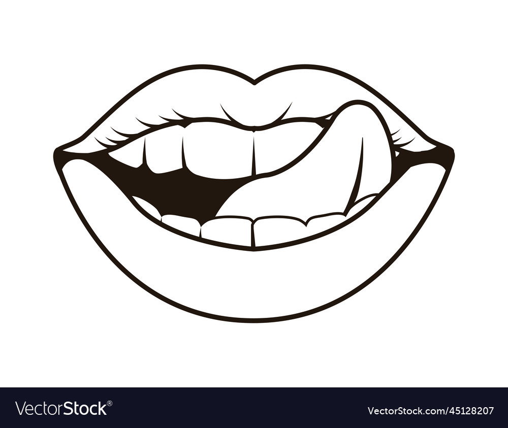 Sensuality mouth monochrome pop art Royalty Free Vector