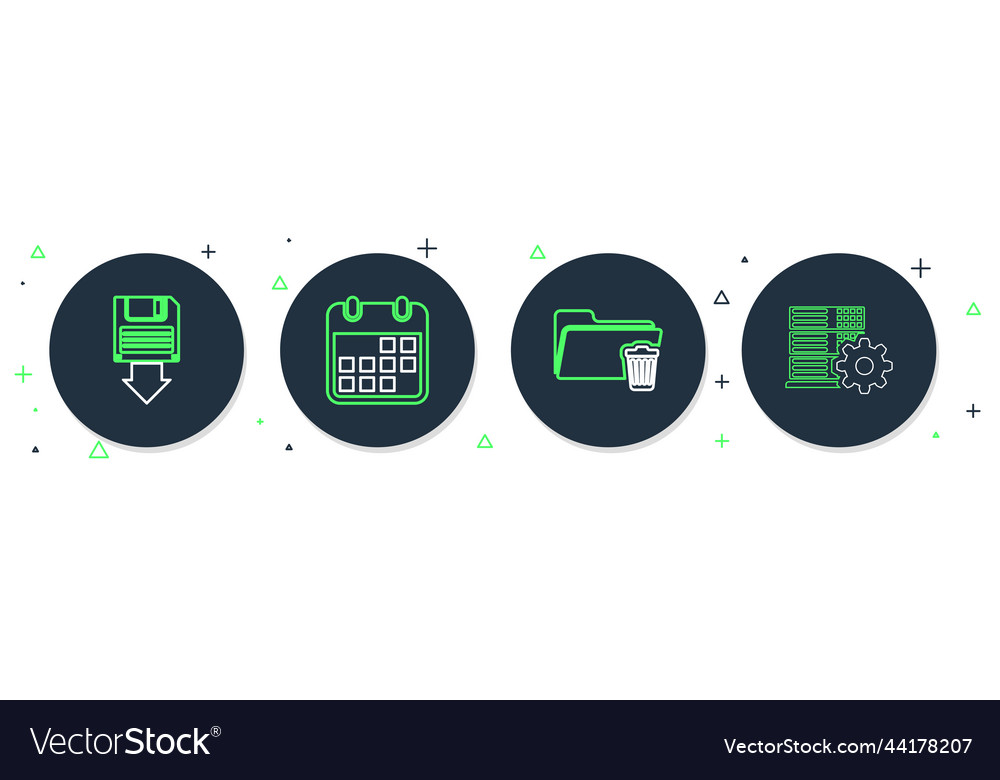 Set line calendar delete folder floppy disk Vector Image Set line calendar delete folder floppy disk