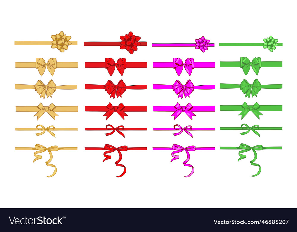 Set of decorative different color ribbon bows Vector Image