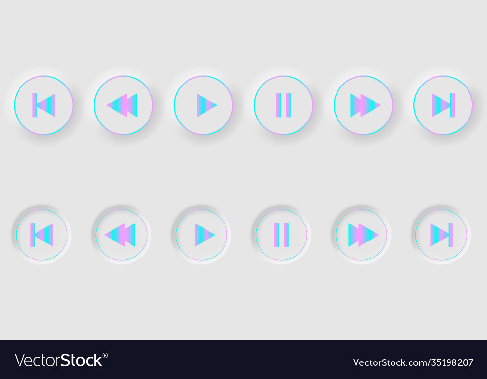 Set white round buttons for player vector image Set white round buttons for player