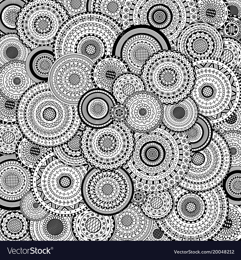 Ancient background from black and white mandalas Vector Image