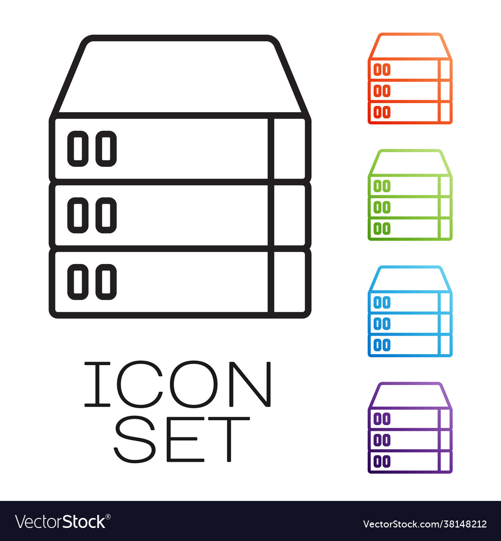 Black line server data web hosting icon isolated vector image Black line server data web hosting icon isolated