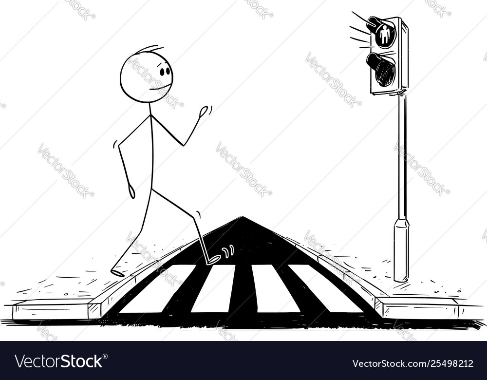 Cartoon man walking on pedestrian crossing Vector Image