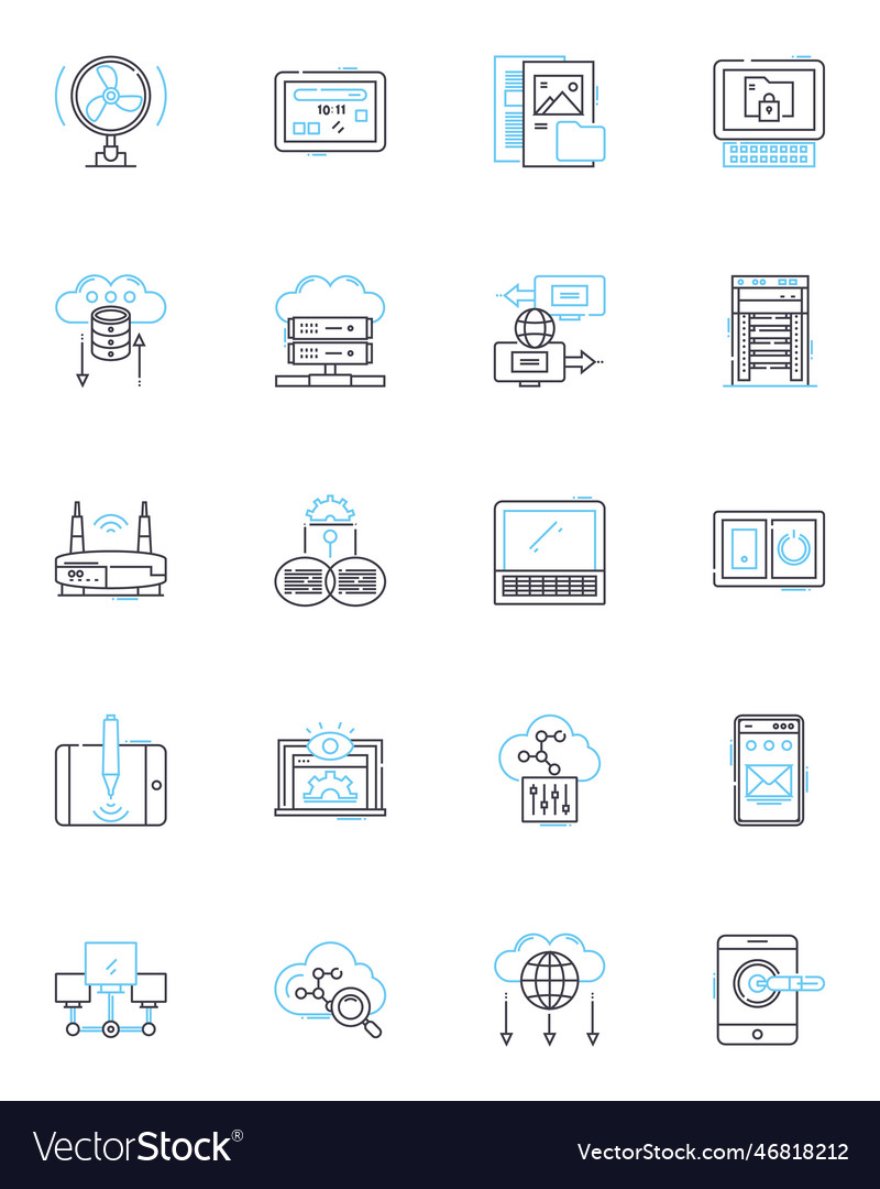 Digital footprint linear icons set traceability vector image Digital footprint linear icons set traceability