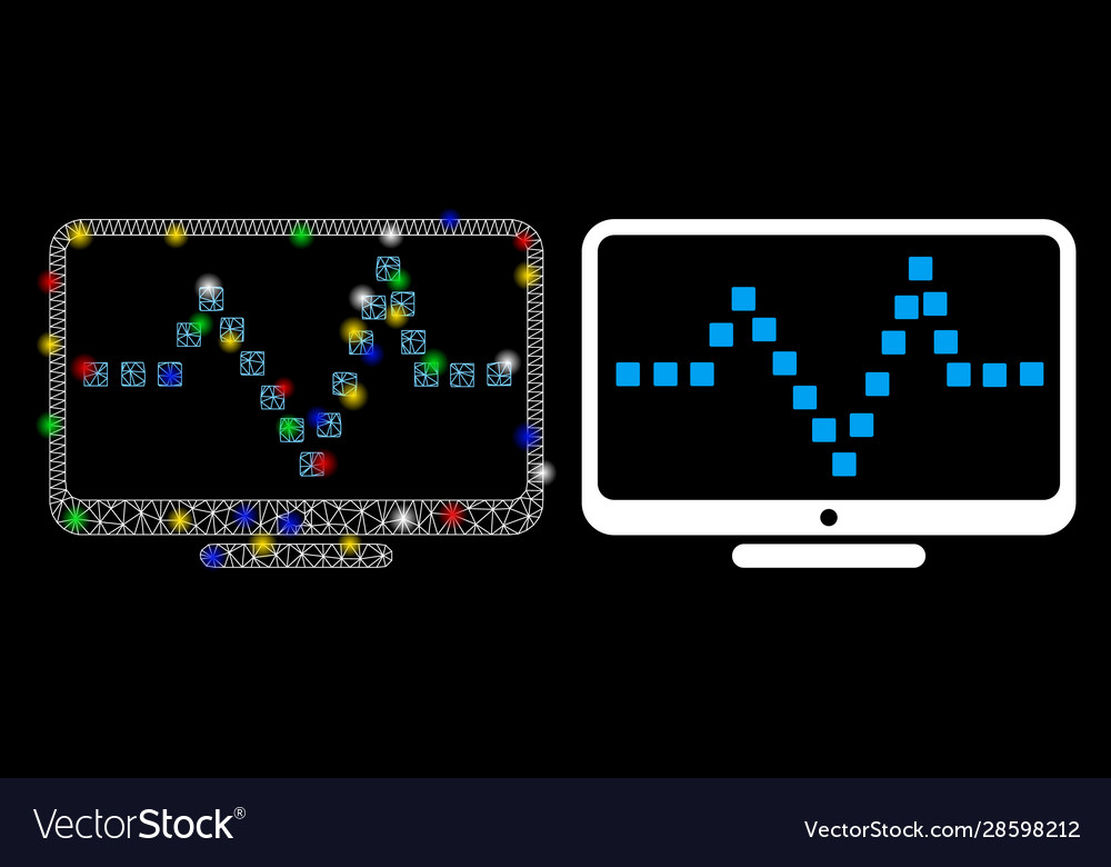 Flare mesh network pulse monitoring icon Vector Image Flare mesh network pulse monitoring icon