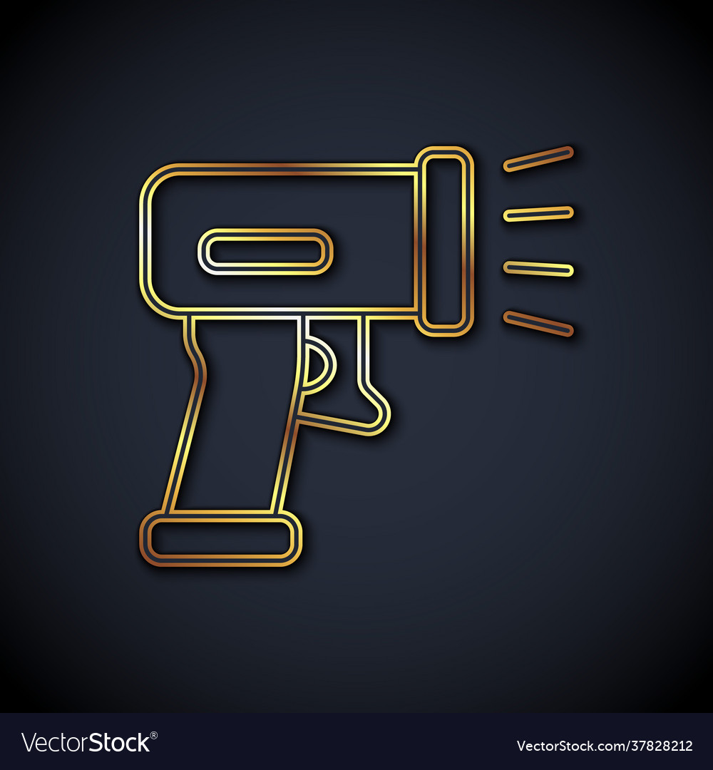 Gold line scanner scanning bar code icon isolated vector image Gold line scanner scanning bar code icon isolated