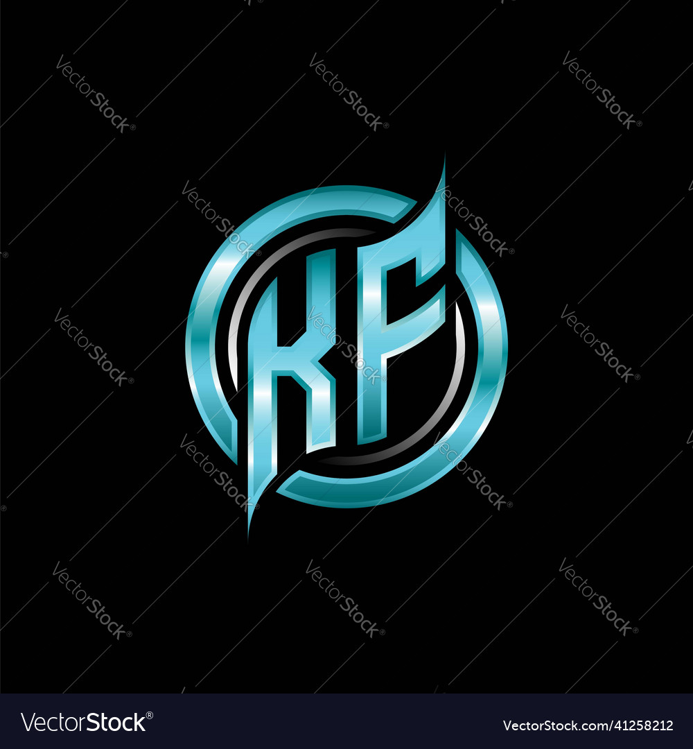 Kf initial monogram logo circle rounded
