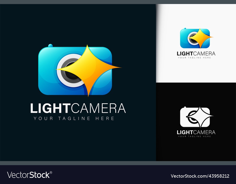 Light camera logo design with gradient vector image Light camera logo design with gradient