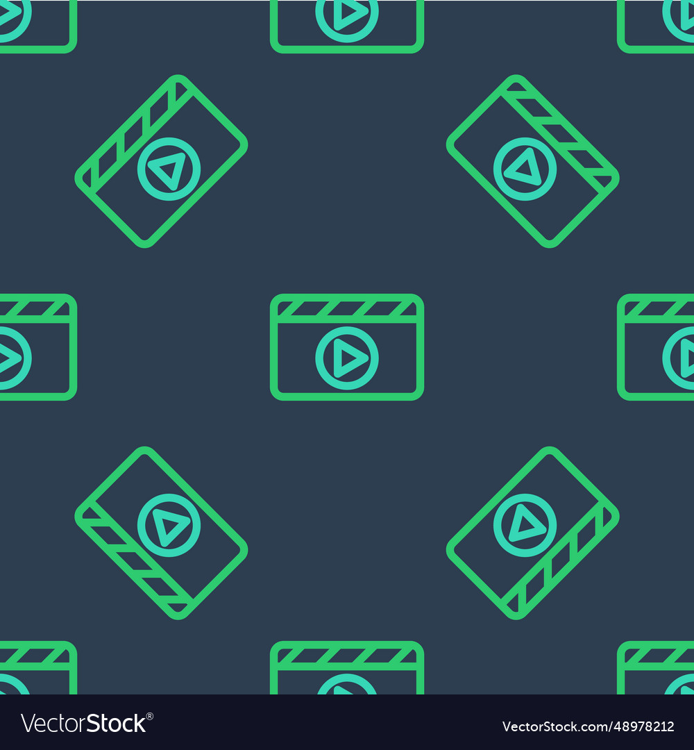 Line movie clapper icon isolated seamless pattern