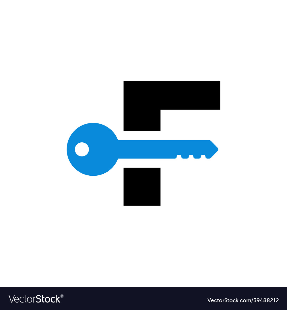 Logo letter safety security blue key f