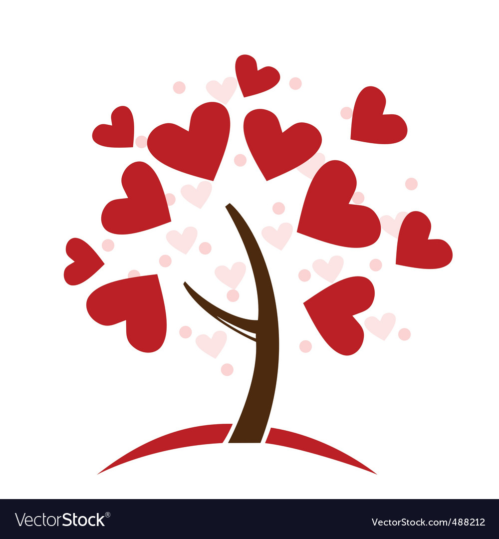 Love hearts tree Royalty Free Vector Image - VectorStock