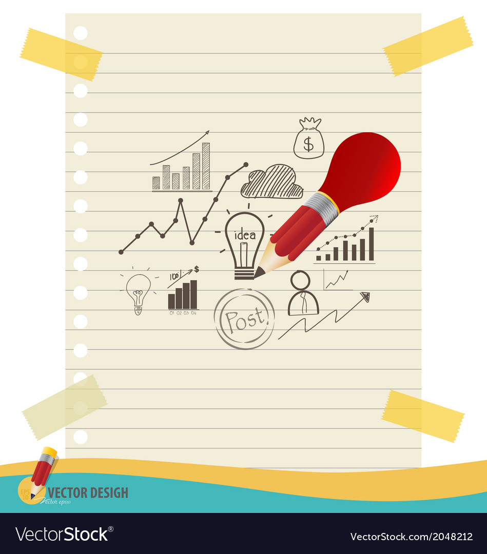 Note papers with drawing chart and graphs